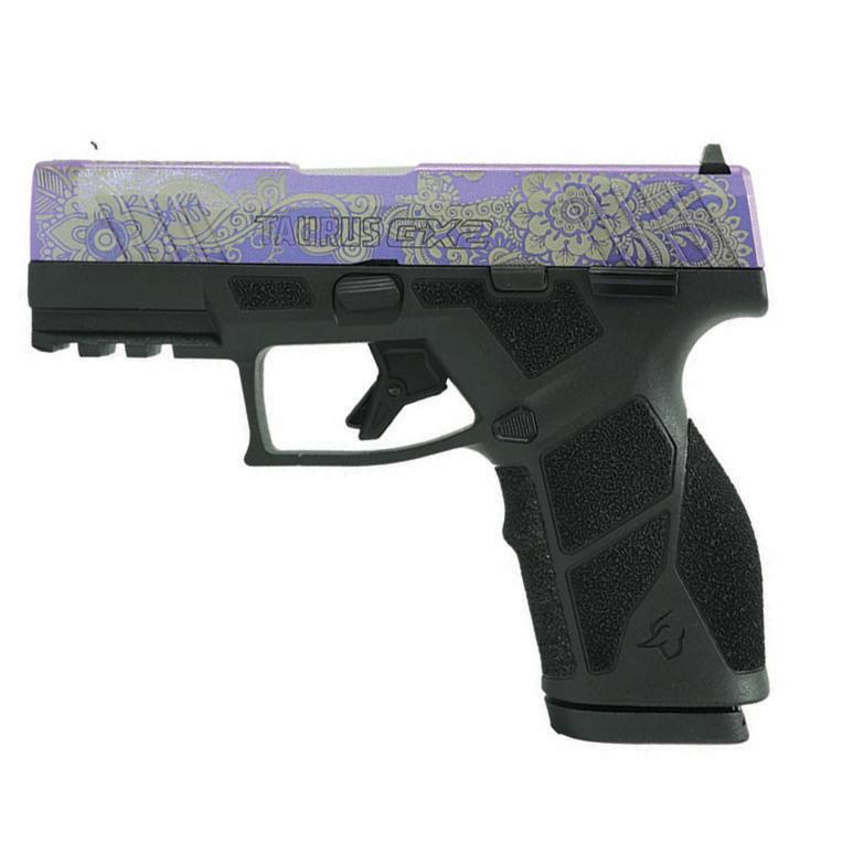 Taurus GX2 "Purple Paisley" Handgun 9mm Luger 13rd Magazines (2) 3.38" Barrel Black Frame/Custom Slide Picture of Taurus International Inc. TAURUS GX2 9MM 3.38'' 2x13 RDS PURPLE PAISLEY