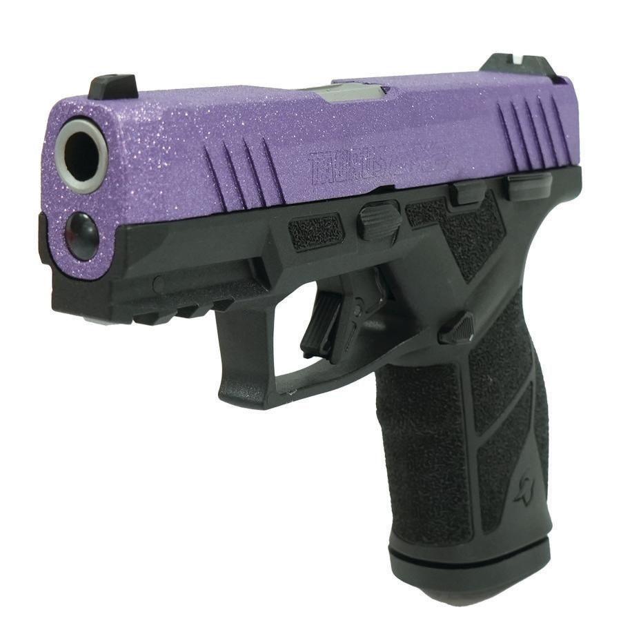 Taurus GX2 "Purple Sparkle" Handgun 9mm Luger 13rd Magazines (2) 3.38" Barrel Black Frame/Custom Slide Picture of Taurus International Inc. TAURUS GX2 9MM 3.38'' 2x13 RDS PURPLE SPARKLE