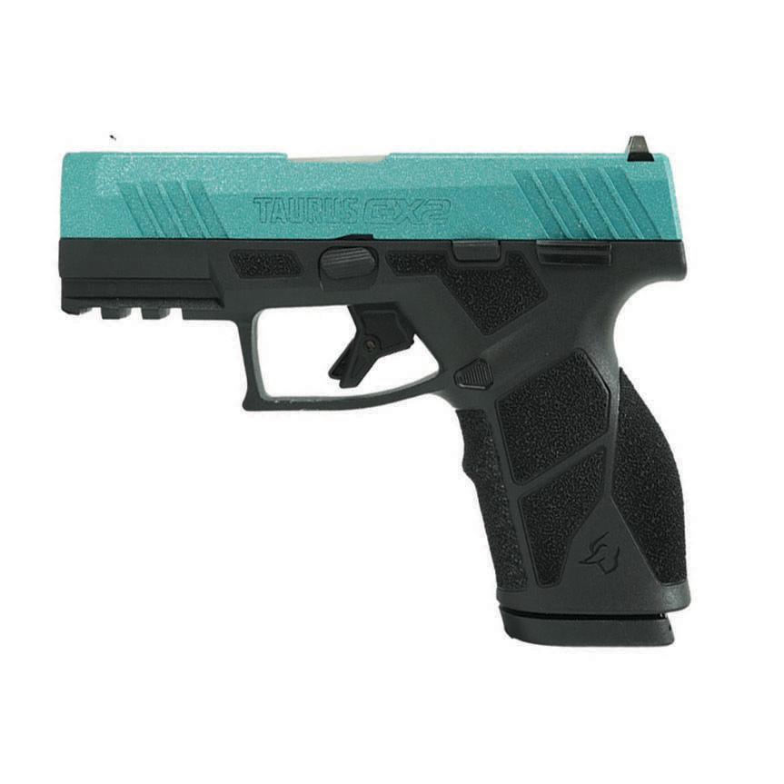 Taurus GX2 "Robin's Egg Blue Glitter" Handgun 9mm Luger 13rd Magazines (2) 3.38" Barrel Black Frame/Custom Slide Picture of Taurus International Inc. TAURUS GX2 9MM 3.38'' 2x13 RDS TIFFANY GLITTER