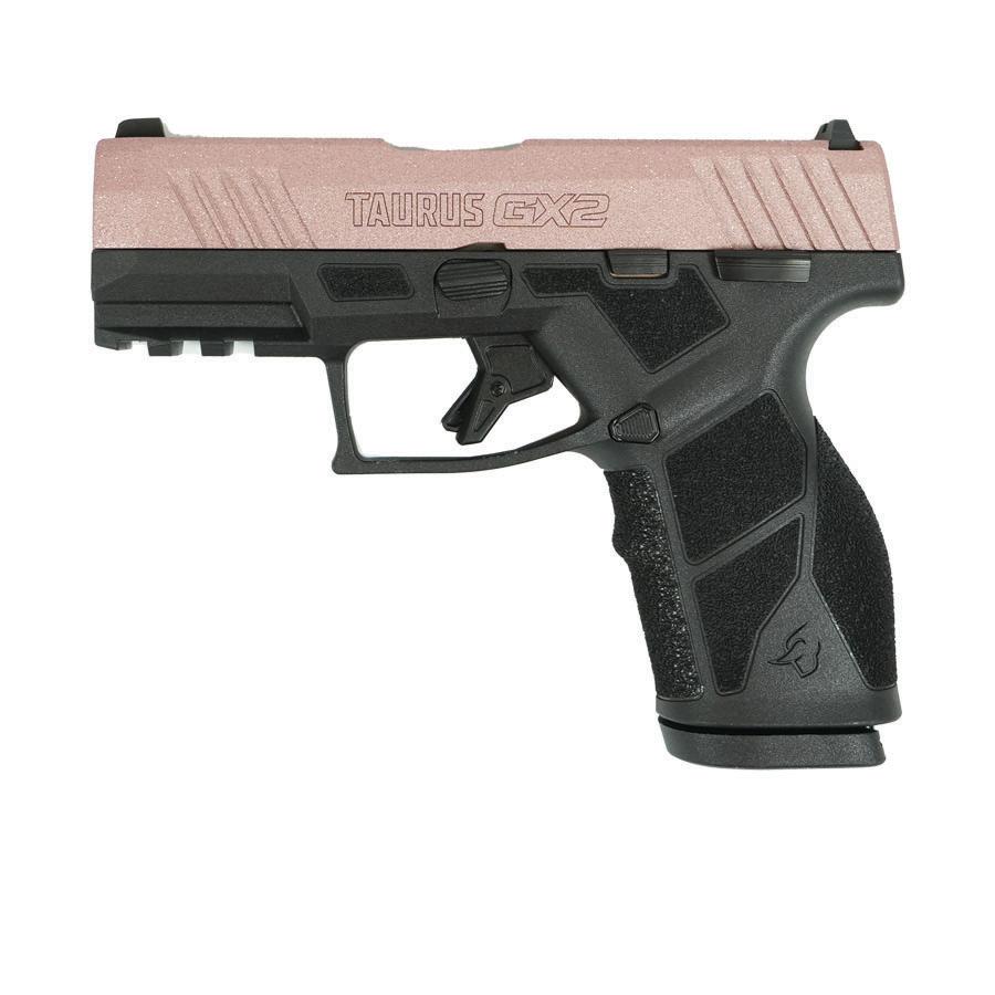 Taurus GX2 "Rose Gold Glitter" Handgun 9mm Luger 13rd Magazines (2) 3.38" Barrel Black Frame/Custom Slide Picture of Taurus International Inc. TAURUS GX2 9MM 3.38'' 2x13 RDS Rose Gold Glitter
