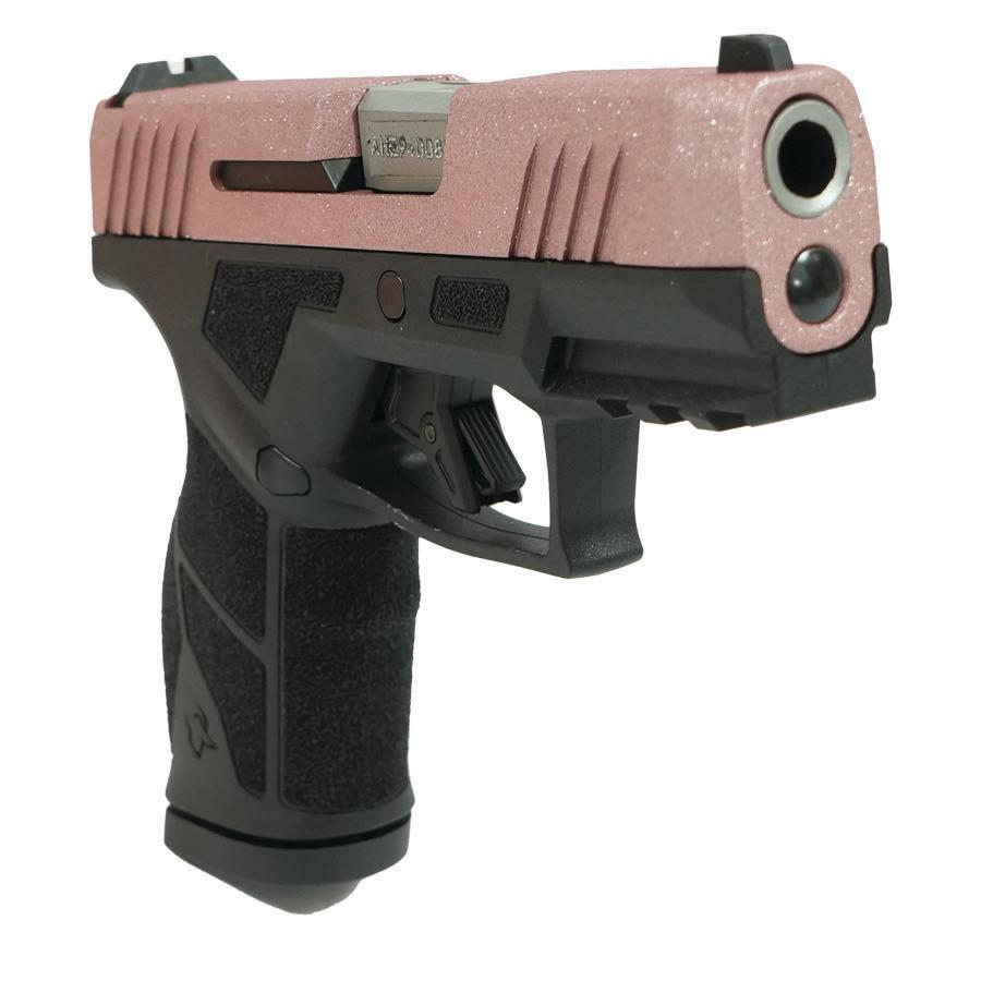 Taurus GX2 "Rose Gold Glitter" Handgun 9mm Luger 13rd Magazines (2) 3.38" Barrel Black Frame/Custom Slide Picture of Taurus International Inc. TAURUS GX2 9MM 3.38'' 2x13 RDS Rose Gold Glitter