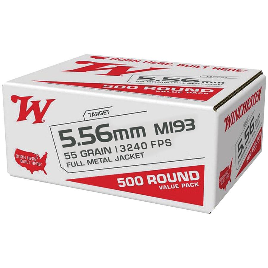 Winchester USA Lake City M193 Rifle Ammunition 5.56mm 55 gr. FMJ 3240 fps 500/ct (Bulk Box) Picture of Winchester Ammunition Lake City 5.56mm M193 55gr FMJ 500 Rounds