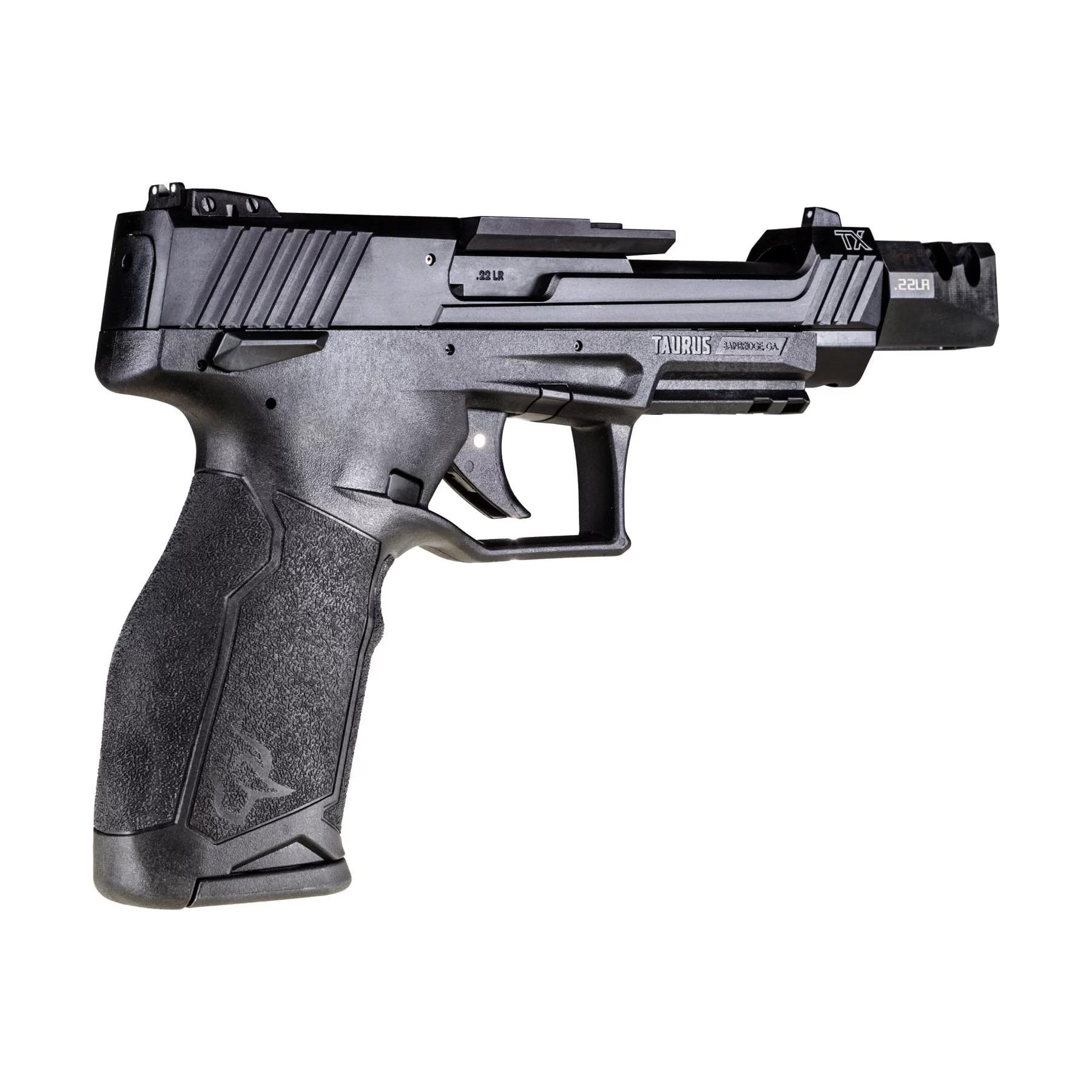 Taurus TX22 Competition SCR Handgun .22 LR 10rd Magazines(3) 5.4" Barrel Black Frame/Slide Picture of Taurus International Inc. TAURUSTX 22 COMPETITION SCR 22LR 5.4'' BK/BK 3x10 MA Approved