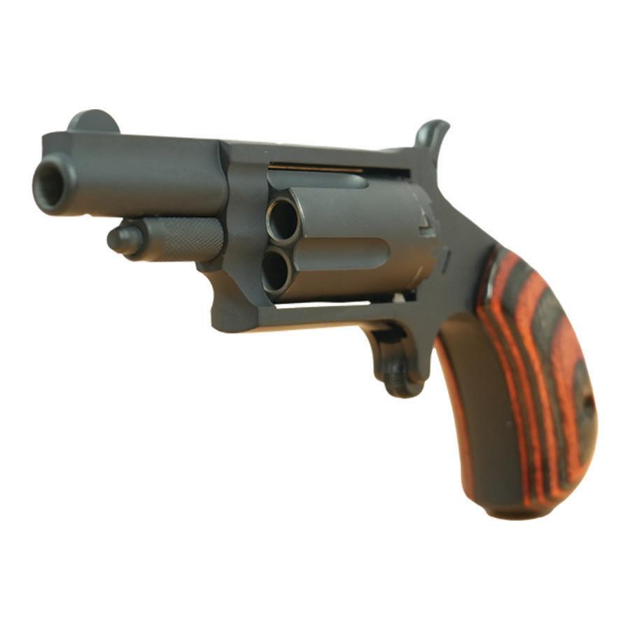 NAA 22M Mini Revolver Handgun .22 Magnum 5rd Capacity 1.625" Barrel Grey Cerakote with Red & Black Grips Picture of North American Arms .22 MAG Stealth Grey Cerakote Checkered Red & Black Grips