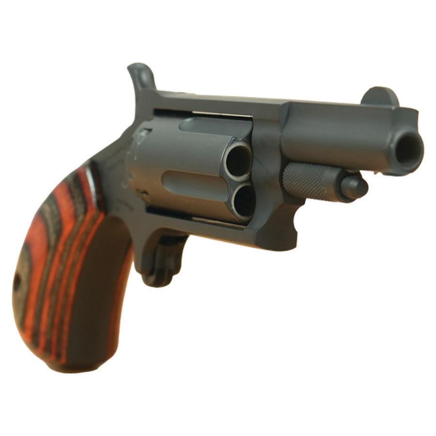 NAA 22M Mini Revolver Handgun .22 Magnum 5rd Capacity 1.625" Barrel Grey Cerakote with Red & Black Grips Picture of North American Arms .22 MAG Stealth Grey Cerakote Checkered Red & Black Grips