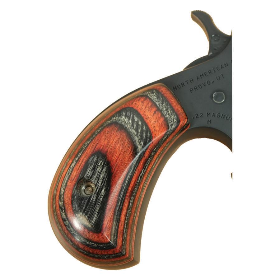 NAA 22M Mini Revolver Handgun .22 Magnum 5rd Capacity 1.625" Barrel Grey Cerakote with Red & Black Grips Picture of North American Arms .22 MAG Stealth Grey Cerakote Checkered Red & Black Grips