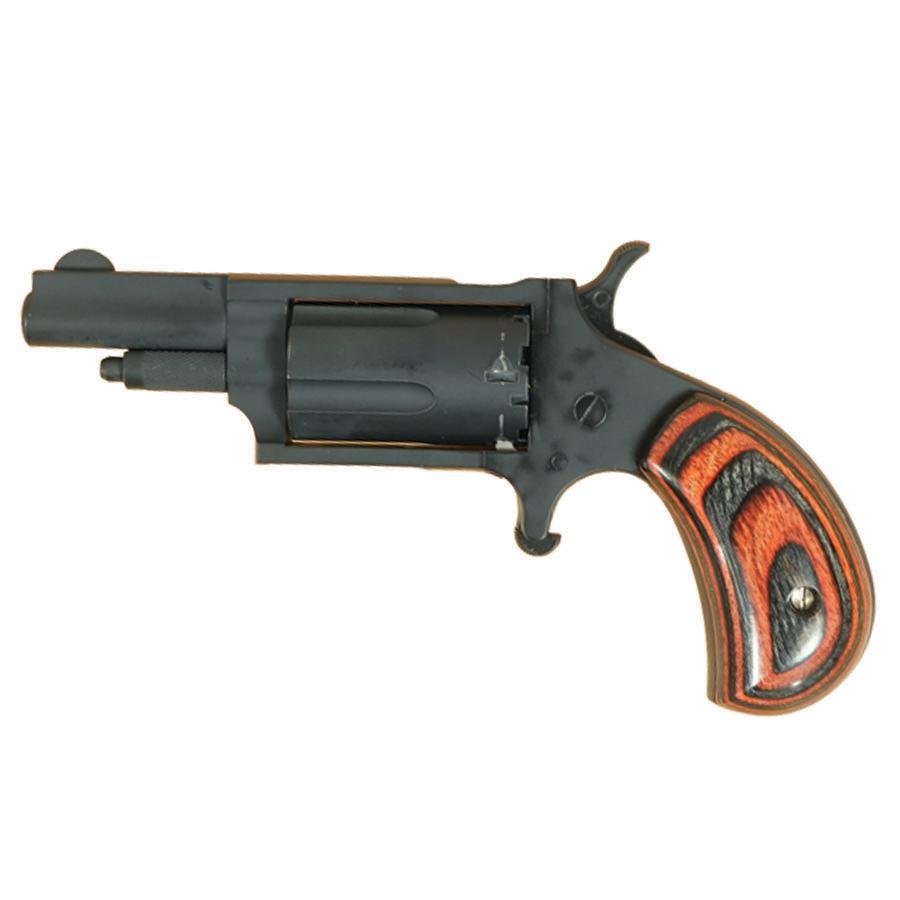 NAA 22M Mini Revolver Handgun .22 Magnum 5rd Capacity 1.625" Barrel Grey Cerakote with Red & Black Grips Picture of North American Arms .22 MAG Stealth Grey Cerakote Checkered Red & Black Grips