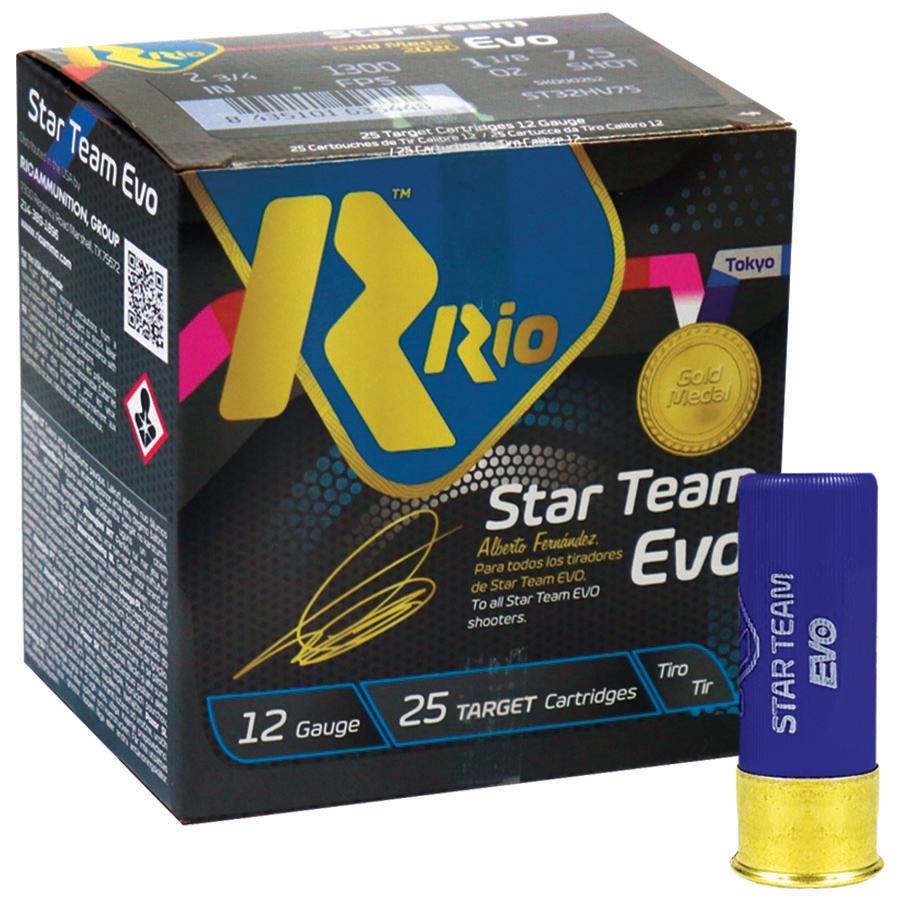 Rio Star Team Evo 28 HV Shotshells 12 ga 2-3/4" 1 oz 1315 fps #7.5 25/ct Picture of Rio Outdoors Corp Star Team EVO 28 HV 12ga 2-3/4" 1315fps 1oz #7.5