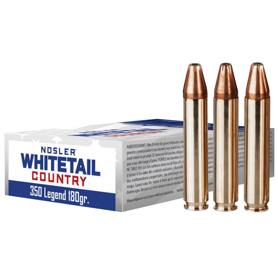 Nosler Whitetail Country Rifle Ammunition 350 Legend 180gr LFN 2100 fps 20/ct Picture of Nosler Bullets Inc. Nosler WCA-350 Legend 180g SW (20ct) Ammo