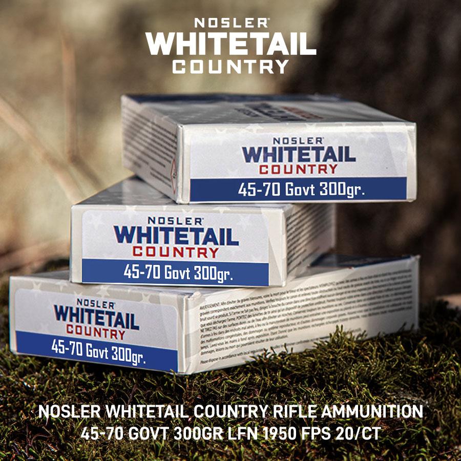 Nosler Whitetail Country Rifle Ammunition 45-70 Govt 300gr LFN 1950 fps 20/ct Picture of Nosler Bullets Inc. Nosler WCA-45-70 Govt 300g SW (20ct) Ammo