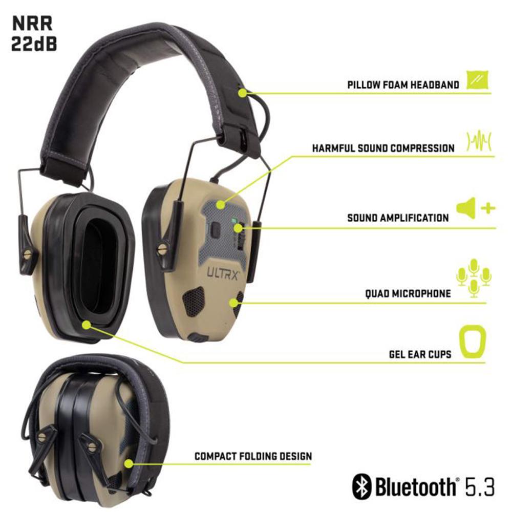Allen ULTRX Bionic Fuse Electronic Ear Muffs 22dB FDE Picture of The Allen Company Inc. ULTRX Bionic Fuse Bluetooth Electronic Earmuff - FDE