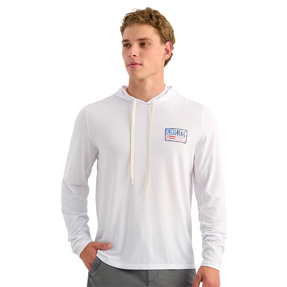 Huk Drift Long Sleeve Hoodie White S Picture of Marolina DBA HUK DRIFT HOODIE WHITE SIZE S