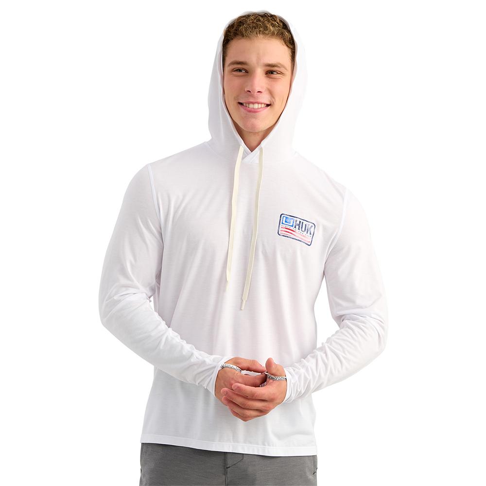 Huk Drift Long Sleeve Hoodie White M Picture of Marolina DBA HUK DRIFT HOODIE WHITE SIZE M