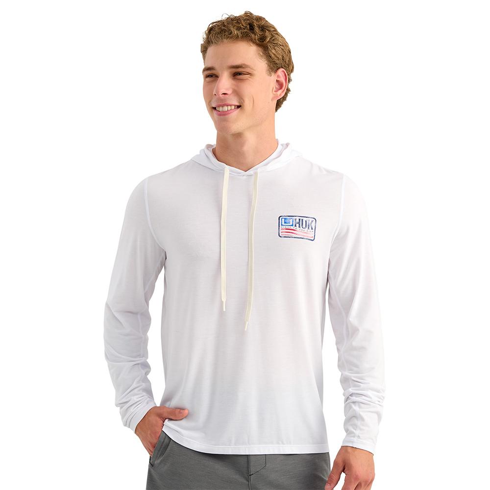 Huk Drift Long Sleeve Hoodie White S Picture of Marolina DBA HUK DRIFT HOODIE WHITE SIZE S