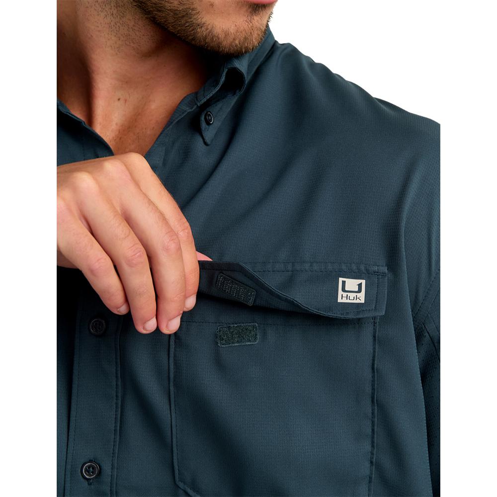 Huk Tide Point Short Sleeve Button Down Shirt Sea Storm 2XL Picture of Marolina DBA HUK TIDEPOINT SS SHIRT SEA STORM SIZE XXL