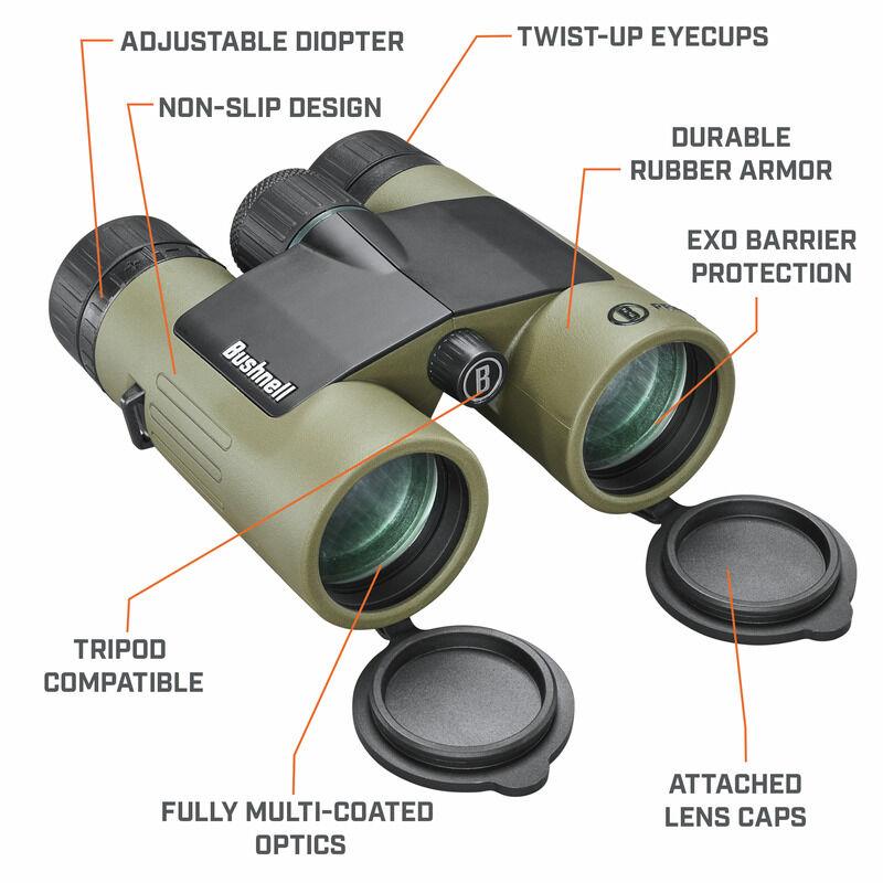 Bushnell Prime Binocular 10x42 x Vault Combo Pack - Green Roof FMC WP/FP Box Picture of Bushnell Bushnell 10x42mm Prime/Vault Combo Green Roof FMC WP/FP Box