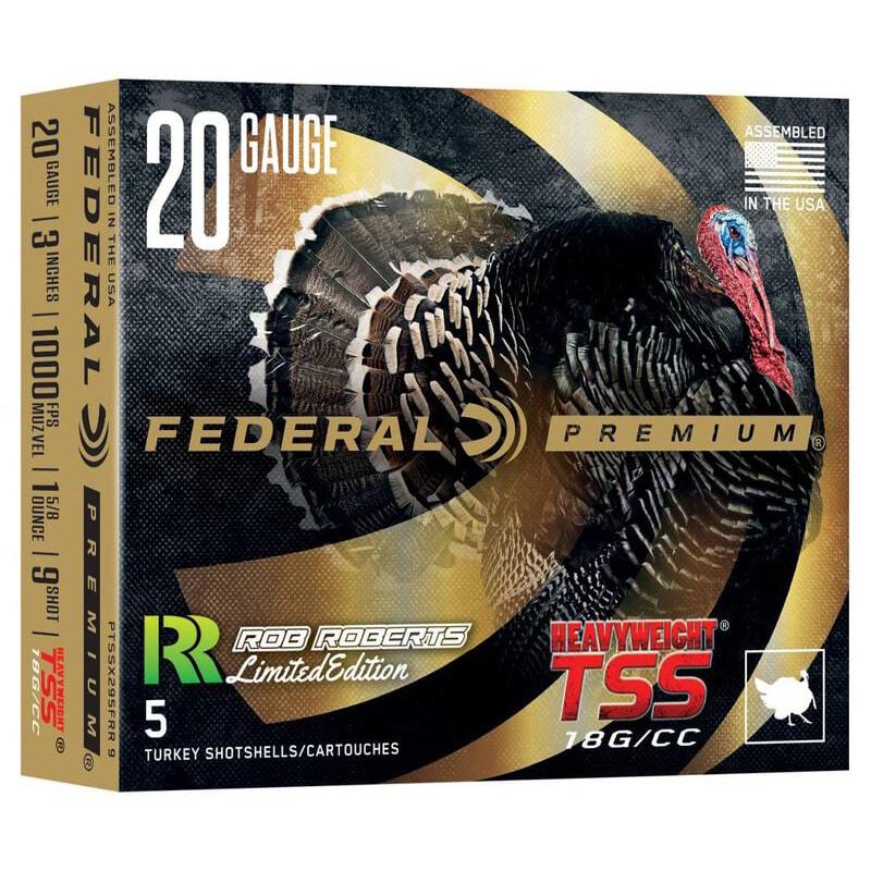 Federal Heavyweight TSS Rob Roberts Special Edition Shotshell 20ga 3" 1-5/8oz 1000 fps #9 5/ct Picture of Federal Cartridge Co. FEDERAL HEAVYWEIGHT TSS Rob Roberts 20GA 3IN 1 5/8OZ #9 5 ROUNDS