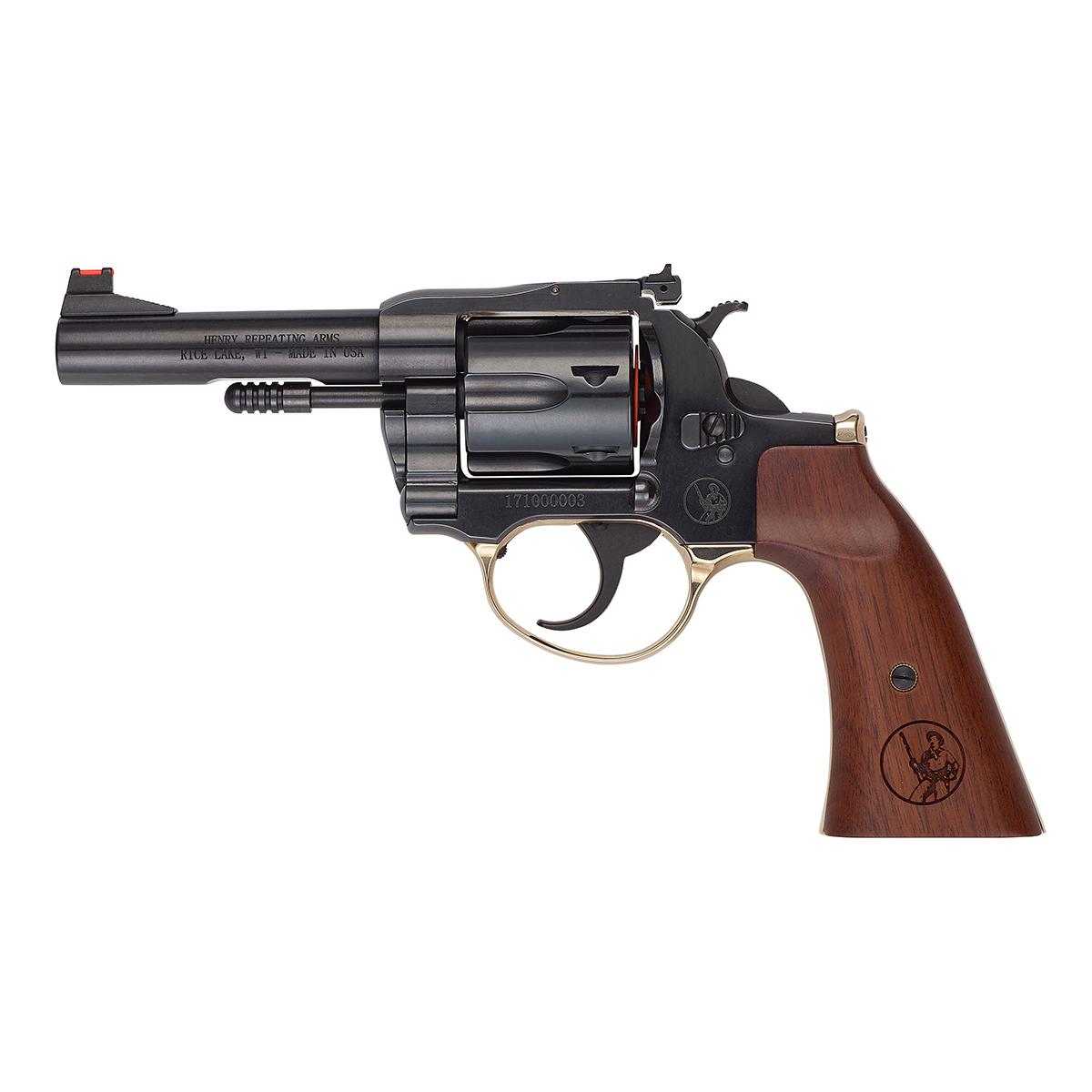 Henry H16 Golden Boy Deadeye Handgun .22 S/L/LR 10rd Capacity 4" Blued Barrel Walnut Gunfighter Grip Picture of Henry Repeating Arms Company Henry H16 Golden Boy Deadeye Revolver .22 S/L/LR (Gunfighter Grip)