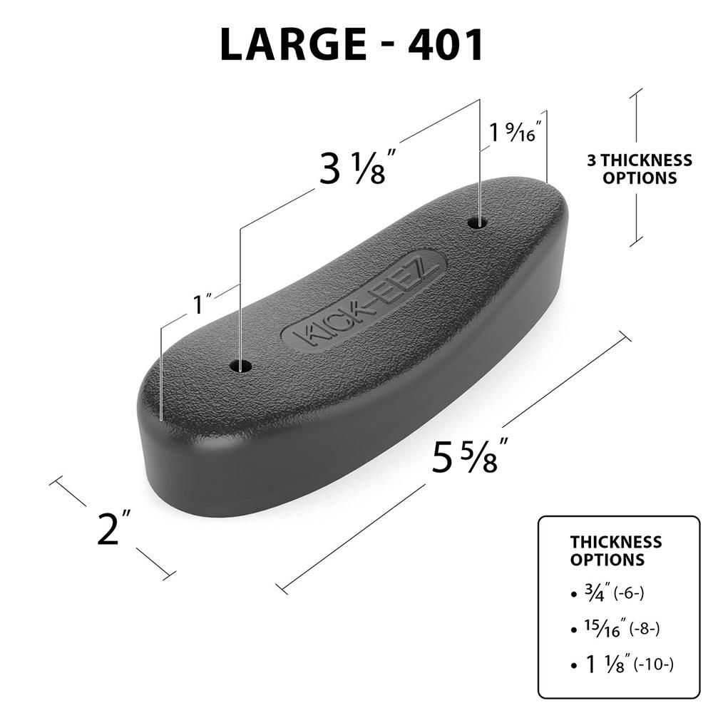 KICK-EEZ Trap Recoil Pad 2" x 5-5/8" x 1-1/8" Black Picture of Kick Eez Products TRAP LARGE BLACK 2 X5 5/8X 1 1/8