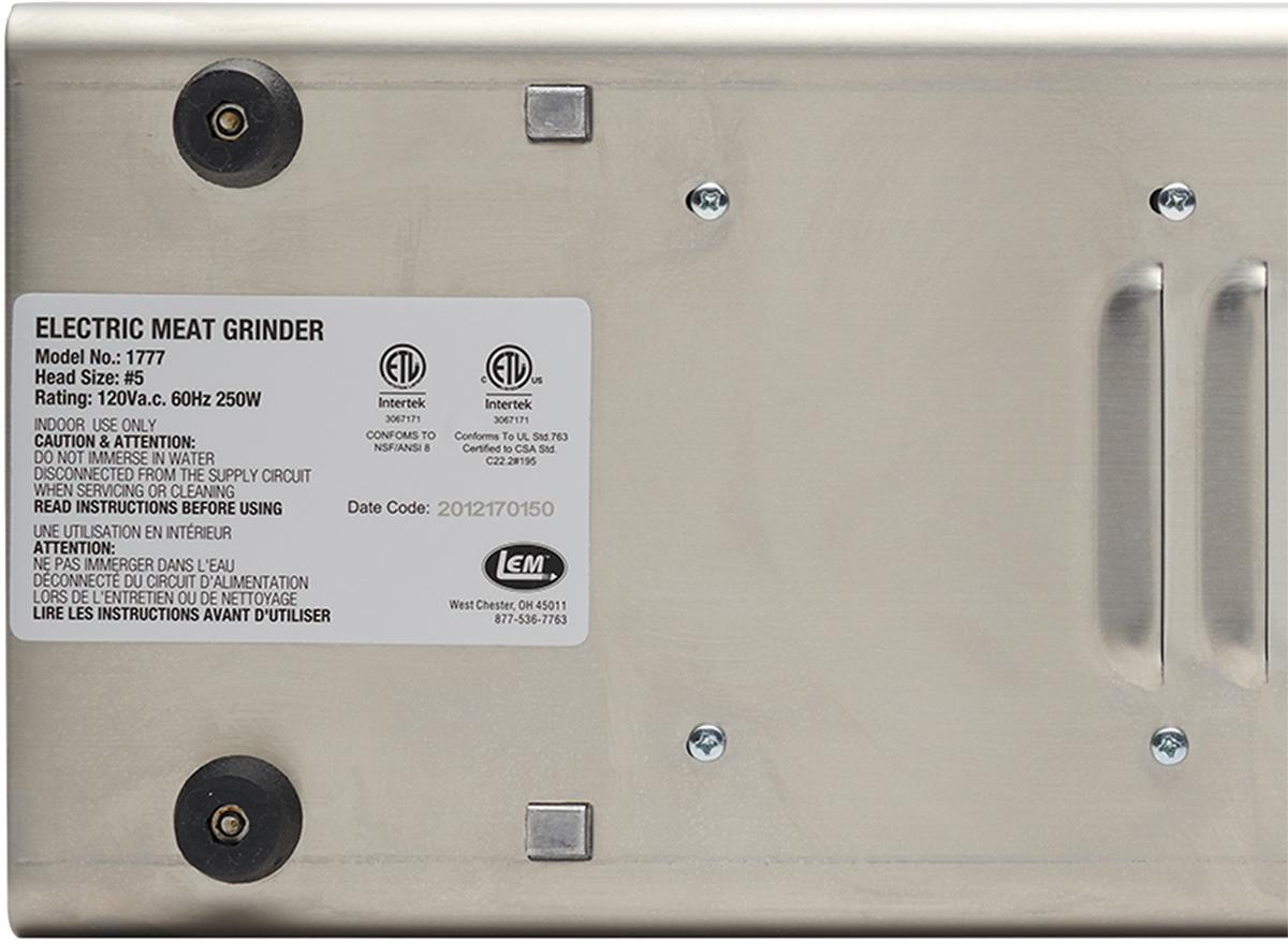 LEM Products #5 Big Bite Stainless Steel Electric Grinder Picture of LEM Products LEM Products Big Bite LEM no.5 .35HP Stainless Steel Electric Grinder