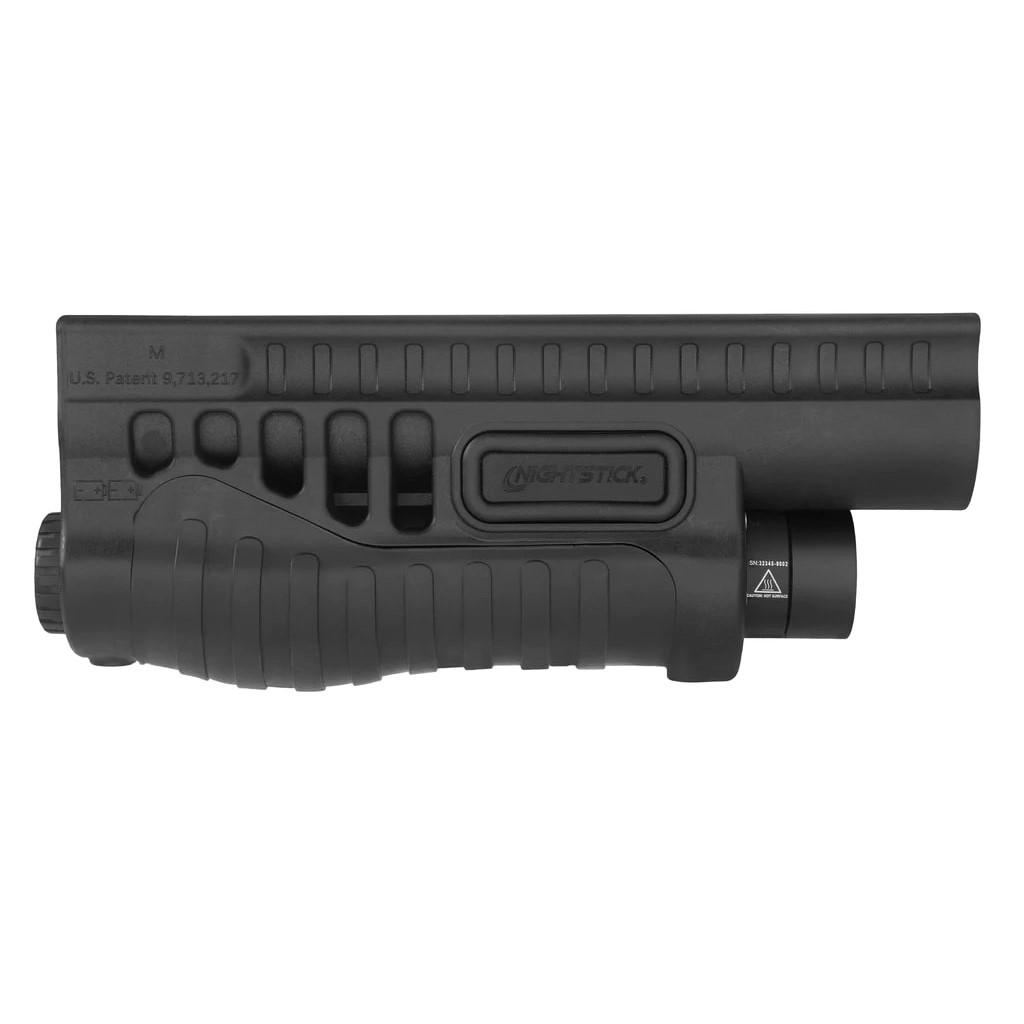 Nightstick Shotgun Forend Light with Green Laser Black for Mossberg 500/590/590A1/Shockwave 1200 Lumens Picture of Bayco Products dba NightStick SFL Mossberg 500/590/590A1/Shockwave with White Light & Green Laser - Blk