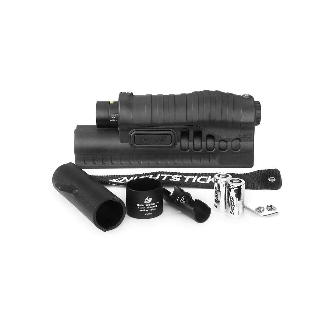 Nightstick Shotgun Forend Light with Green Laser Black for Mossberg 500/590/590A1/Shockwave 1200 Lumens Picture of Bayco Products dba NightStick SFL Mossberg 500/590/590A1/Shockwave with White Light & Green Laser - Blk