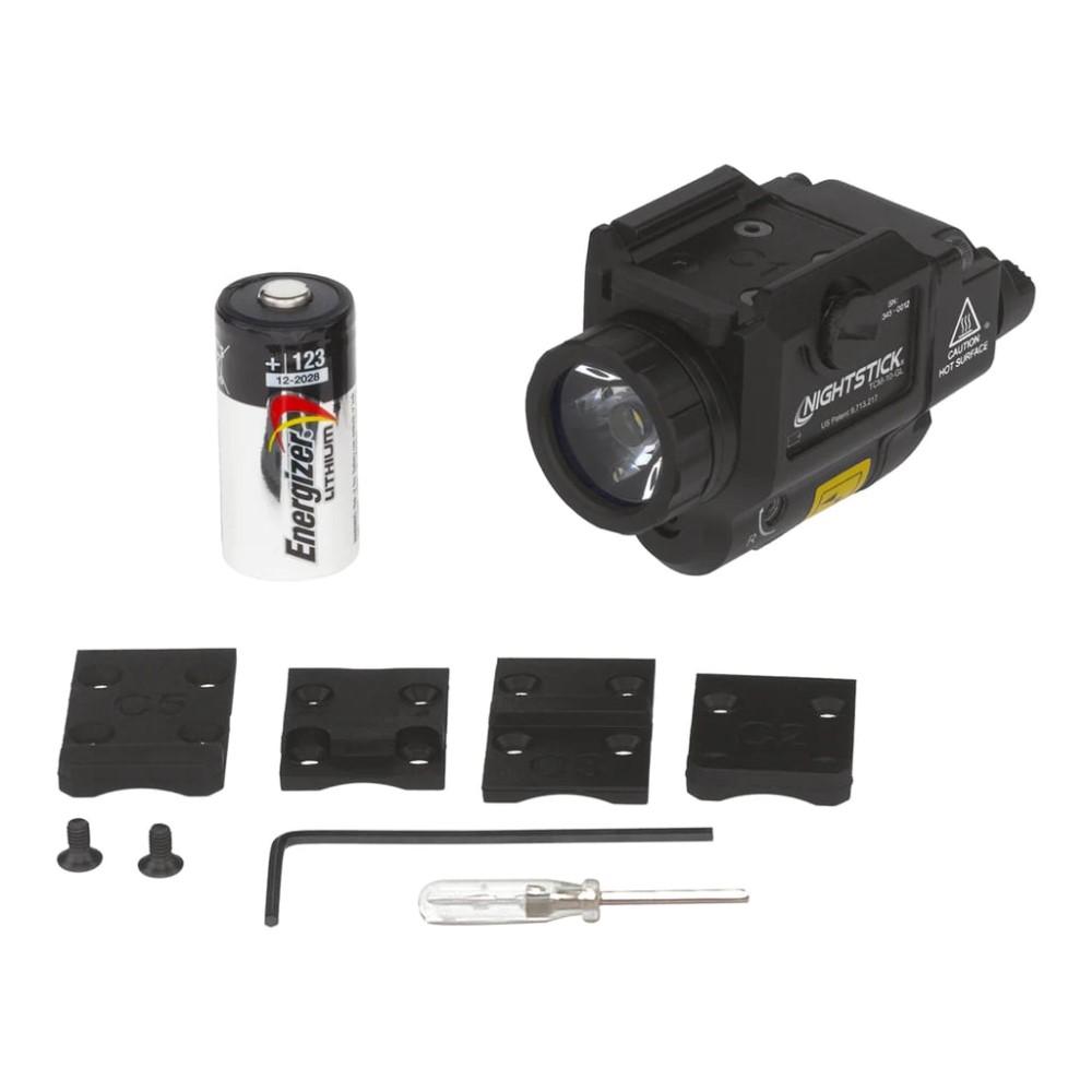 Nightstick TCM-10-GL Compact Weapon Light with Green Laser 650 Lumens Black Picture of Bayco Products dba NightStick Compact Handgun Light w/Green Laser - 1 CR123 ? Black