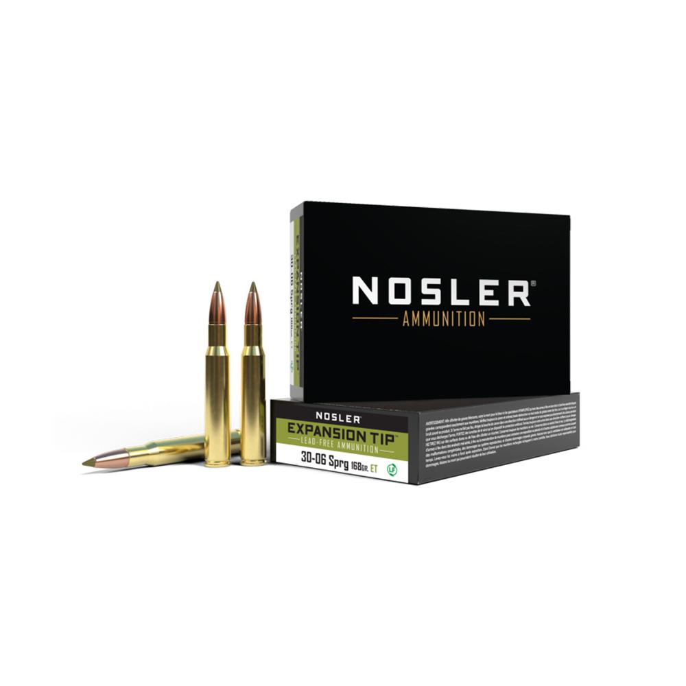 Nosler ETA Rifle Ammunition .30-06 Sprg 168gr ET SP 2800 fps 20/ct Picture of Nosler Bullets Inc. ETA-30-06 Sprg 168g ET SP (20ct) Ammo