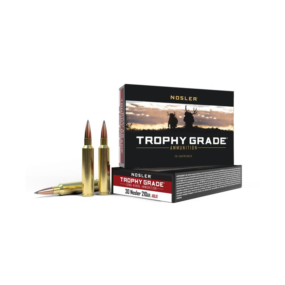 Nosler Accubond Trophy Grade Long Range Rifle Ammunition .30 Nosler 210gr ABLR SP 3000 fps 20/ct Picture of Nosler Bullets Inc. TGA-30 Nosler 210g ABLR SP (20ct) Ammo