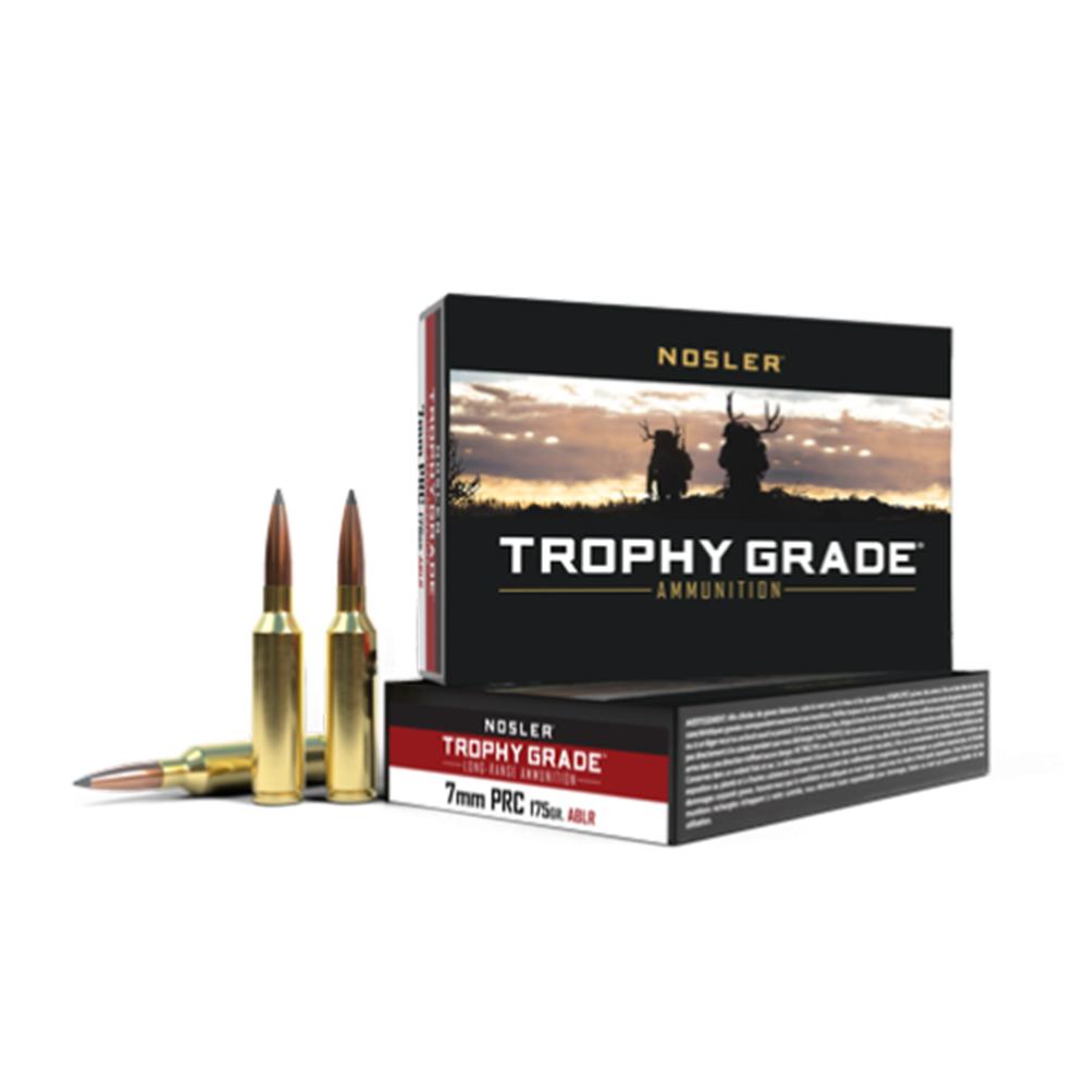 Nosler Accubond Long Range Trophy Grade Rifle Ammunition 7mm PRC 175gr ABLR SP 3000 fps 20/ct Picture of Nosler Bullets Inc. TGA-7mm PRC 175g ABLR SP (20ct) Ammo