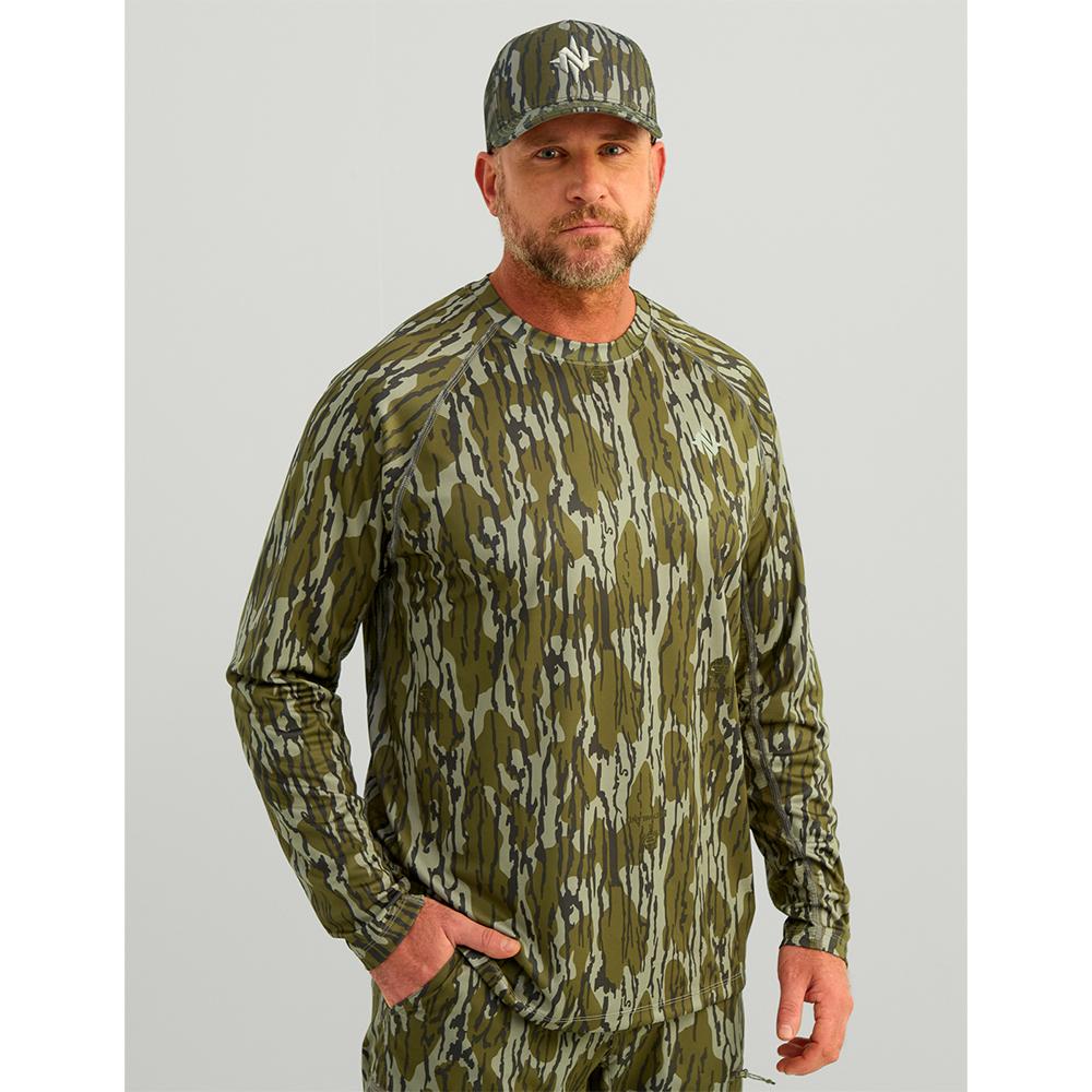 Nomad Mirage Long Sleeve Camo Crew Shirt Mossy Oak Bottomland L