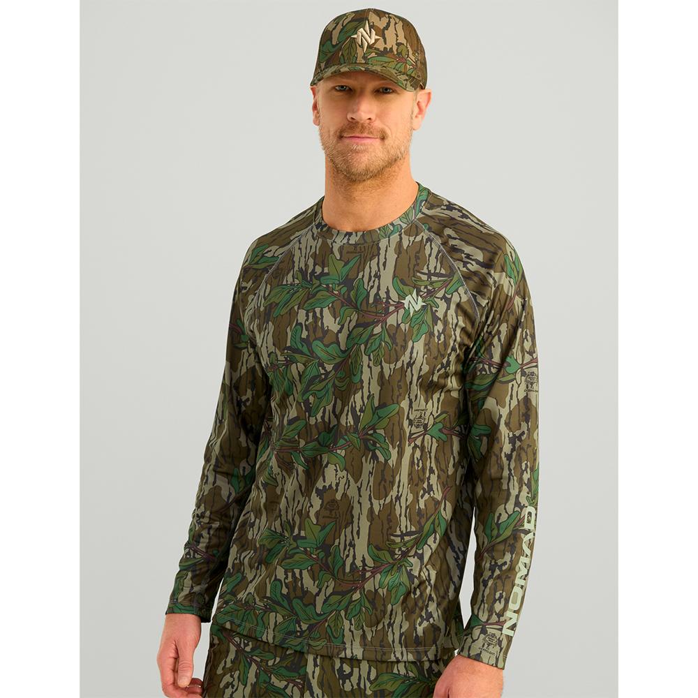 Nomad Mirage Long Sleeve Camo Crew Shirt Mossy Oak Greenleaf M