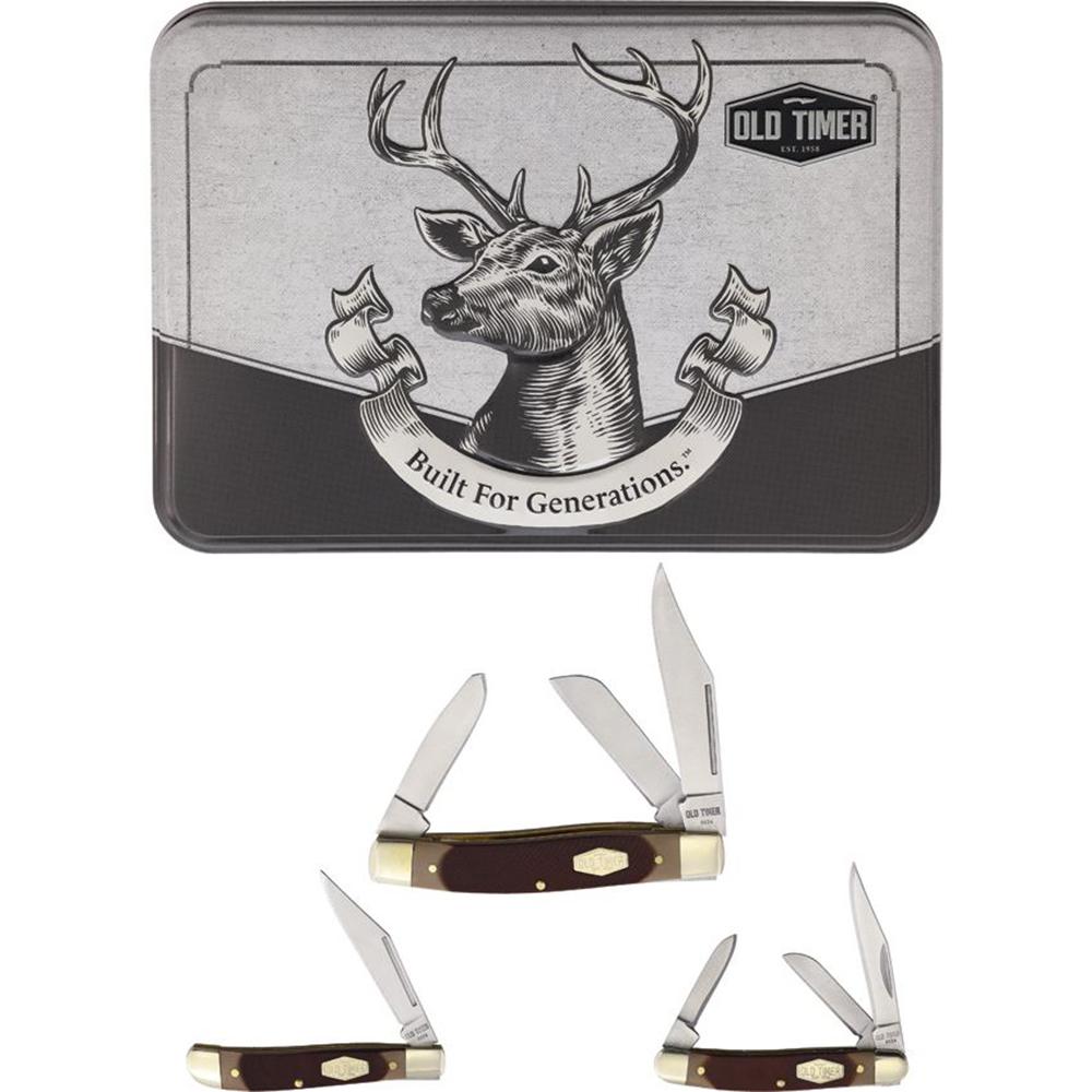 Old Timer Folding Knife Set with Tin