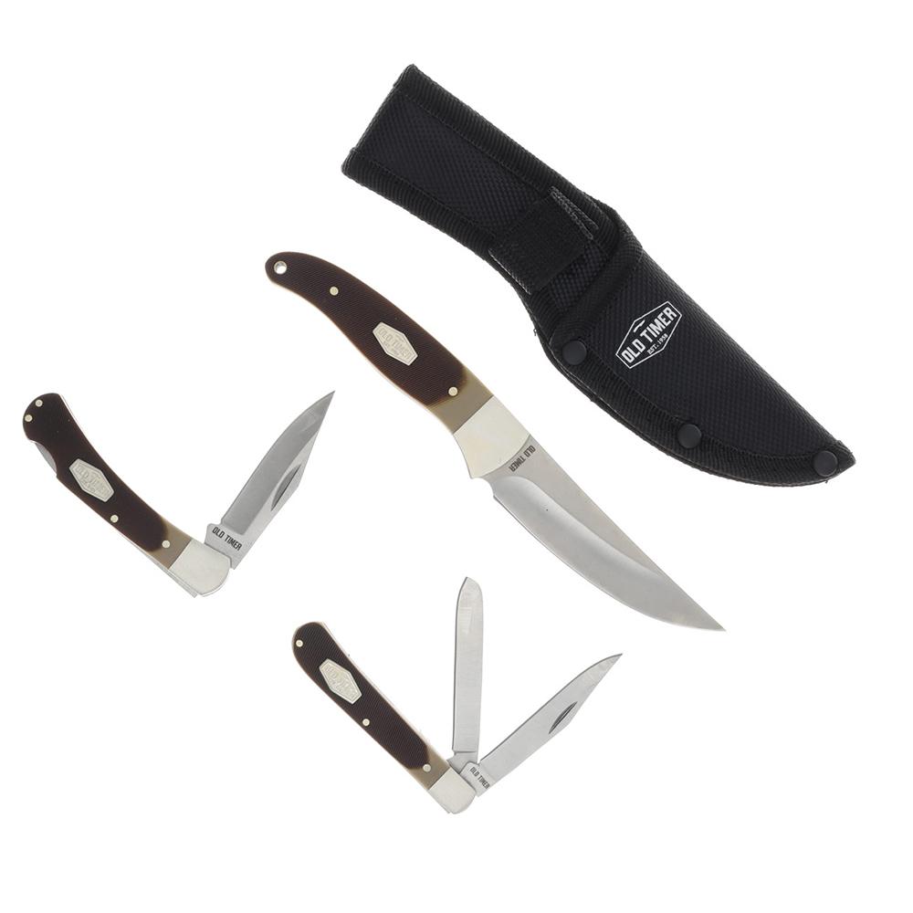 Old Timer Knife Combo Tin Fixed and Folding Knives Picture of Battenfeld Knives Old Timer Fixed Folder Combo