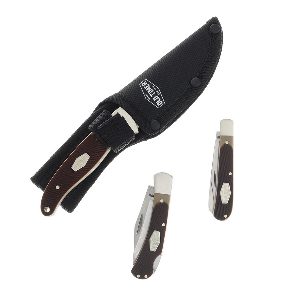 Old Timer Knife Combo Tin Fixed and Folding Knives Picture of Battenfeld Knives Old Timer Fixed Folder Combo