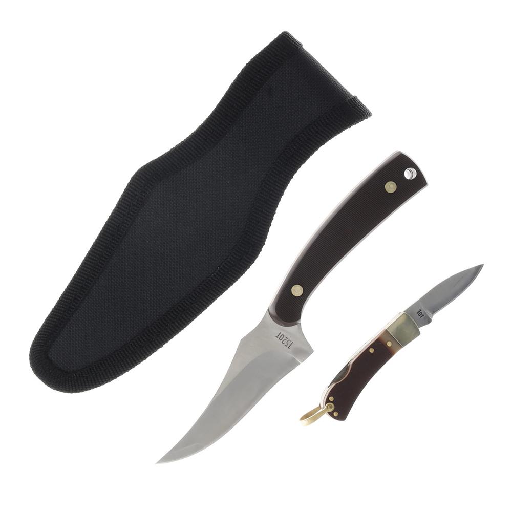 Old Timer Sharpfinger Knife Combo 3-1/4" Clip Point Blade 1-3/5" Drop Point Blade Picture of Battenfeld Knives Old Timer Sharpfinger Folder Combo