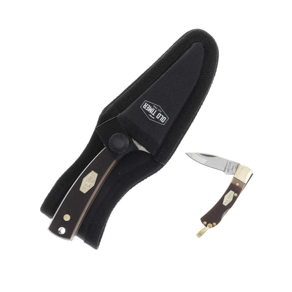 Old Timer Sharpfinger Knife Combo 3-1/4" Clip Point Blade 1-3/5" Drop Point Blade Picture of Battenfeld Knives Old Timer Sharpfinger Folder Combo