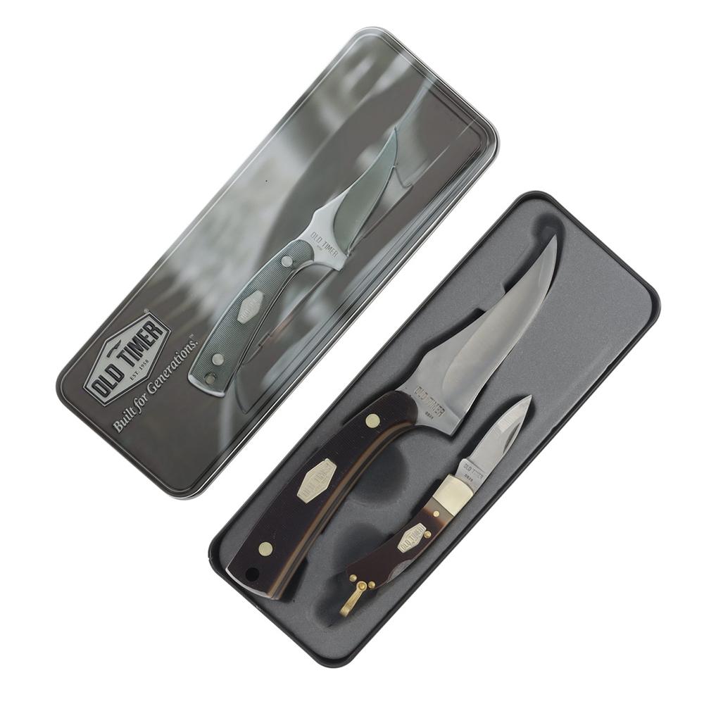 Old Timer Sharpfinger Knife Combo 3-1/4" Clip Point Blade 1-3/5" Drop Point Blade Picture of Battenfeld Knives Old Timer Sharpfinger Folder Combo