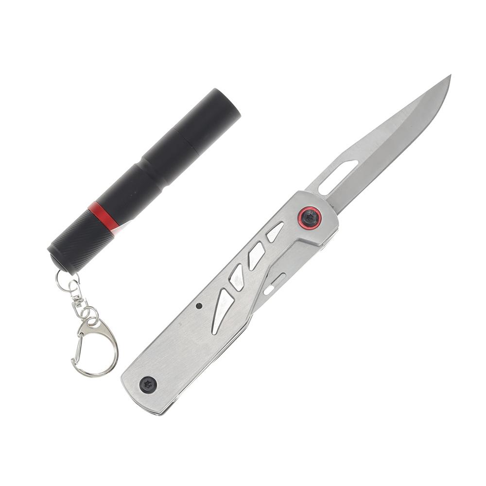 Smith & Wesson Multitool Folding Knife 3" Drop Point Blade Black with Light Picture of Battenfeld Knives S&W Multitool Knife w/ Light