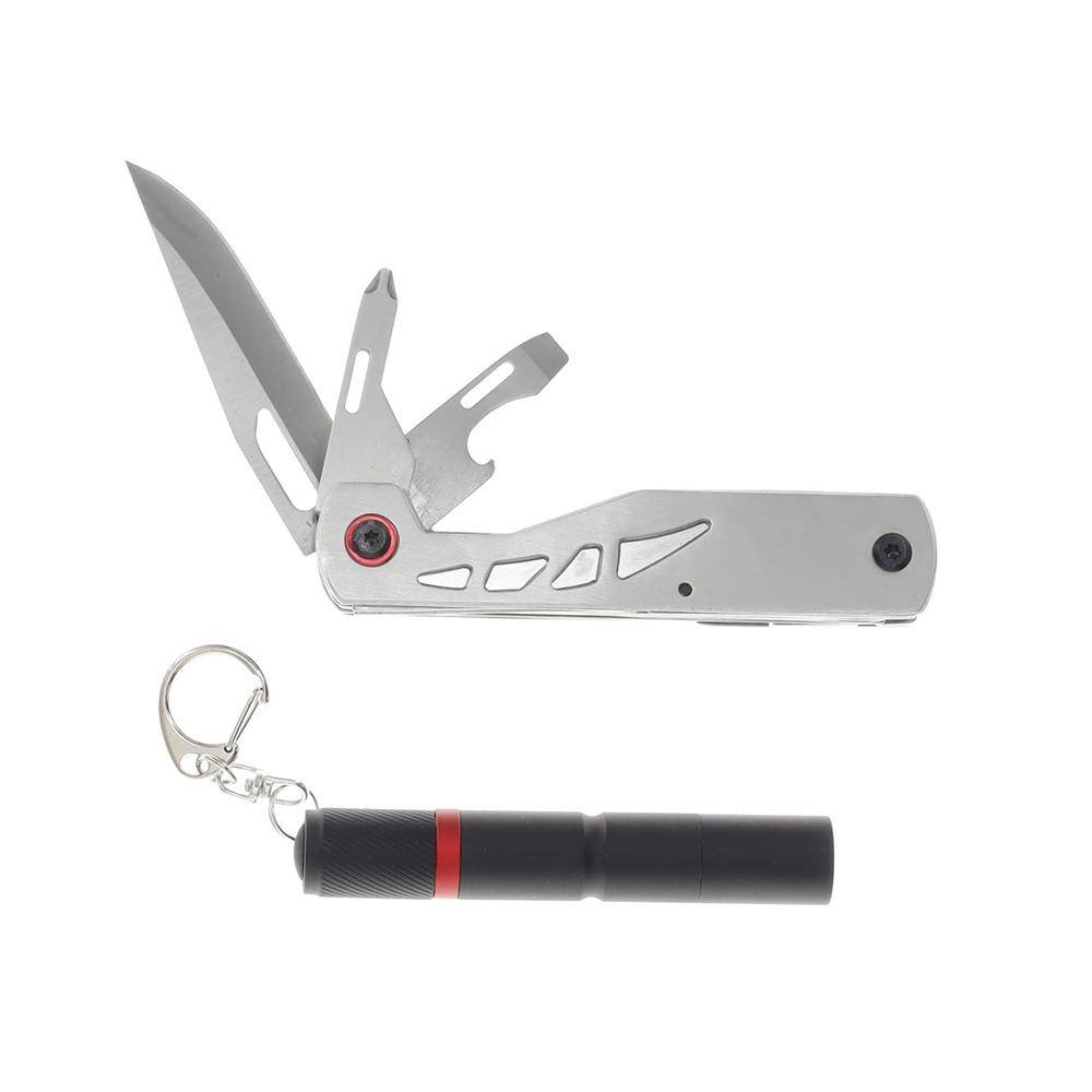 Smith & Wesson Multitool Folding Knife 3" Drop Point Blade Black with Light Picture of Battenfeld Knives S&W Multitool Knife w/ Light