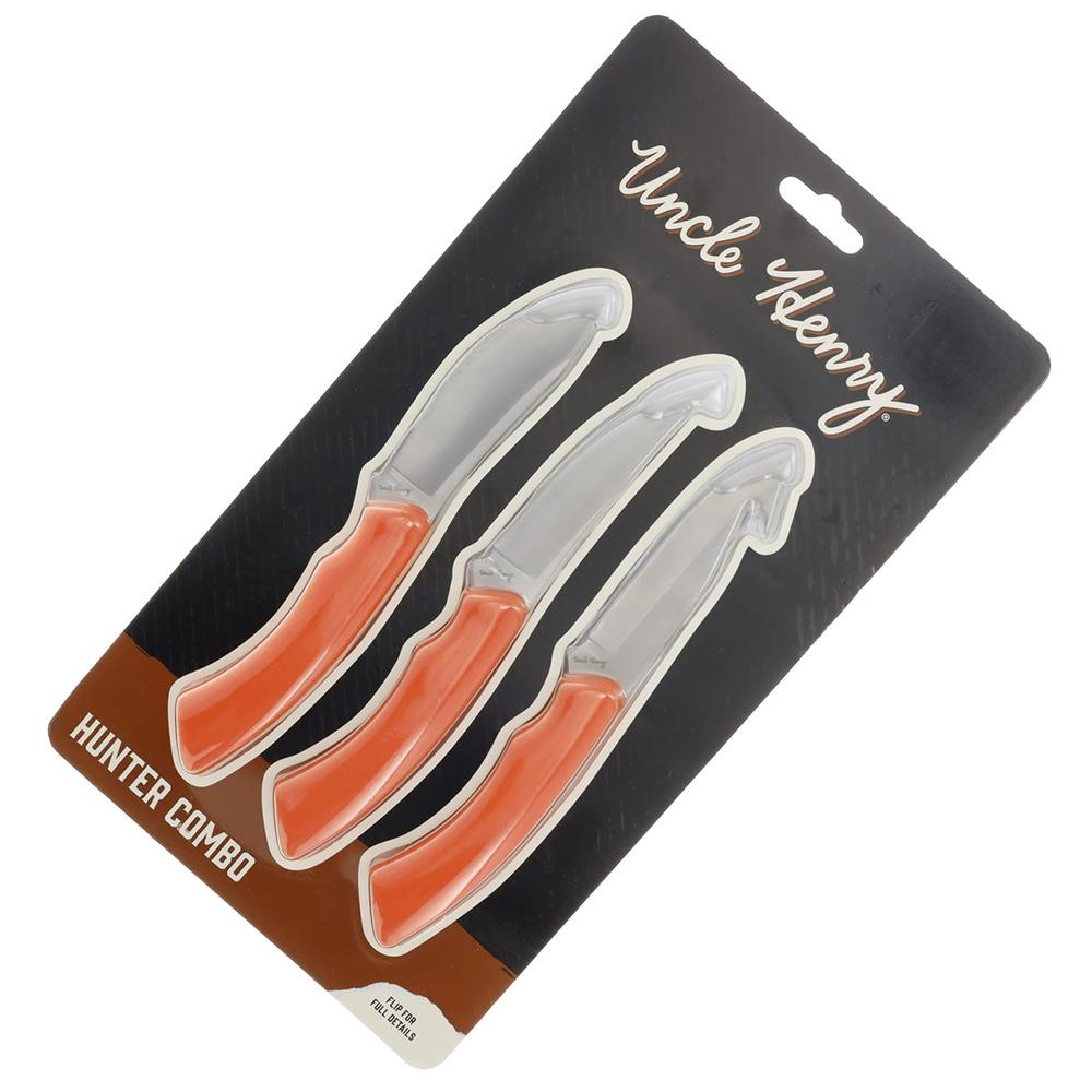 Uncle Henry Hunter Knife Combo 3-2/5" Blades Orange 3/ct Picture of Battenfeld Knives Uncle Henry Hunter Combo