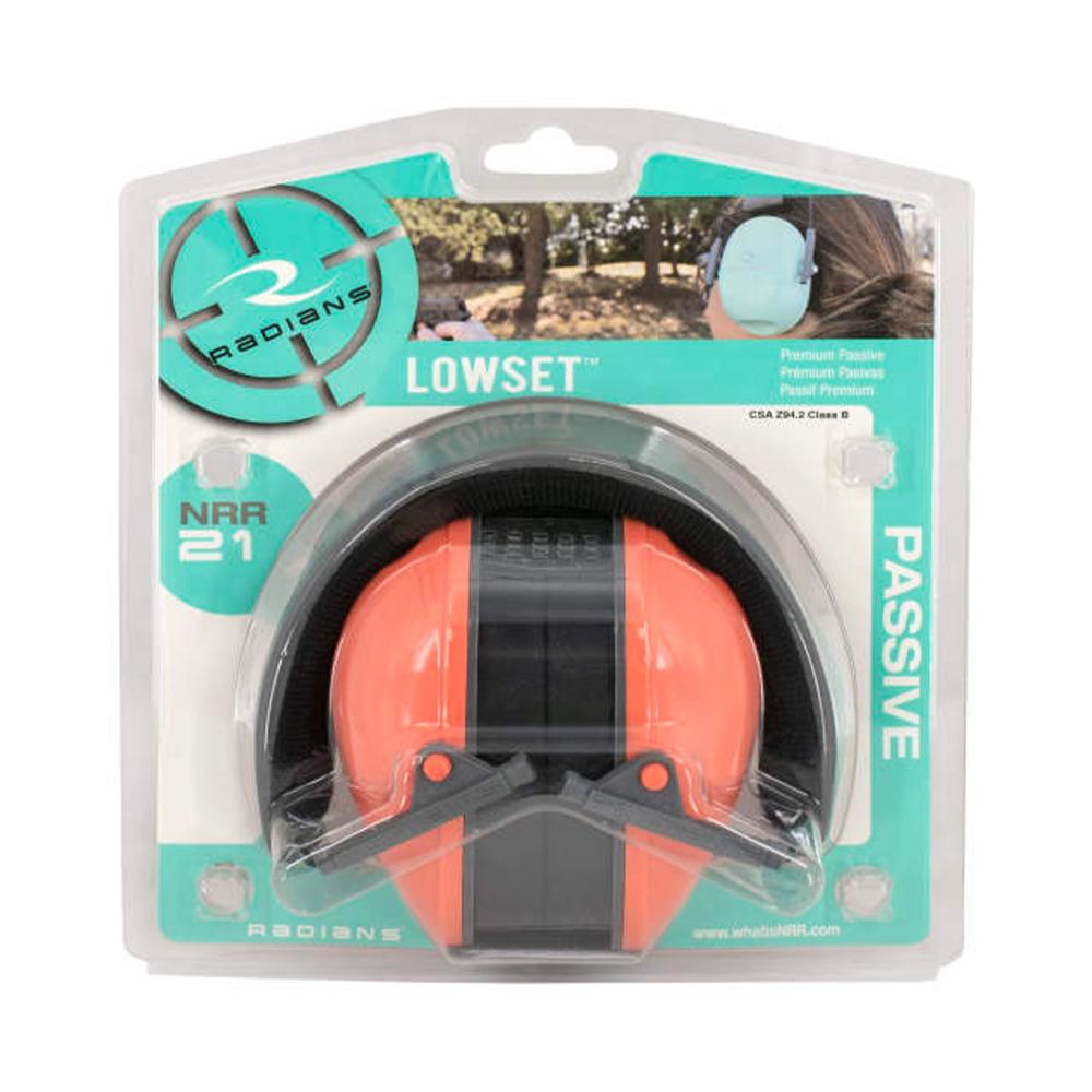 Radians Lowset Passive Ear Muff 21dB Coral/Charcoal Picture of Radians Inc. Lowset Ladies Muff NRR21 Coral/Charcoal