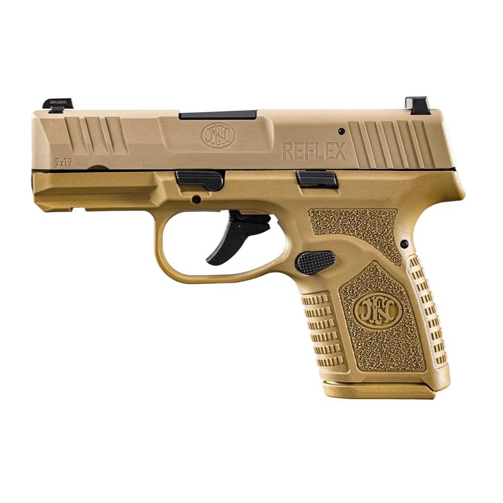 FN USA Reflex Handgun 9mm Luger 11rd & 15rd Magazines (2) 3.3" Barrel FDE Night Sights NMS Picture of FN USA FN REFLEX NMS 9MM FDE/FDE 1X11+1X15RD