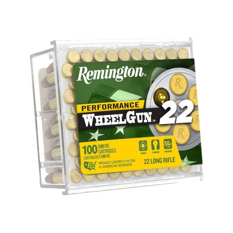 Remington Performance Wheelgun 22 Subsonic Rimfire Ammunition .22 LR 39gr Solid 770 fps 100/ct Picture of Remington Arms Co. Inc. 22LR 39GR WHEELGUN TCLD 100 Rounds Subsonic