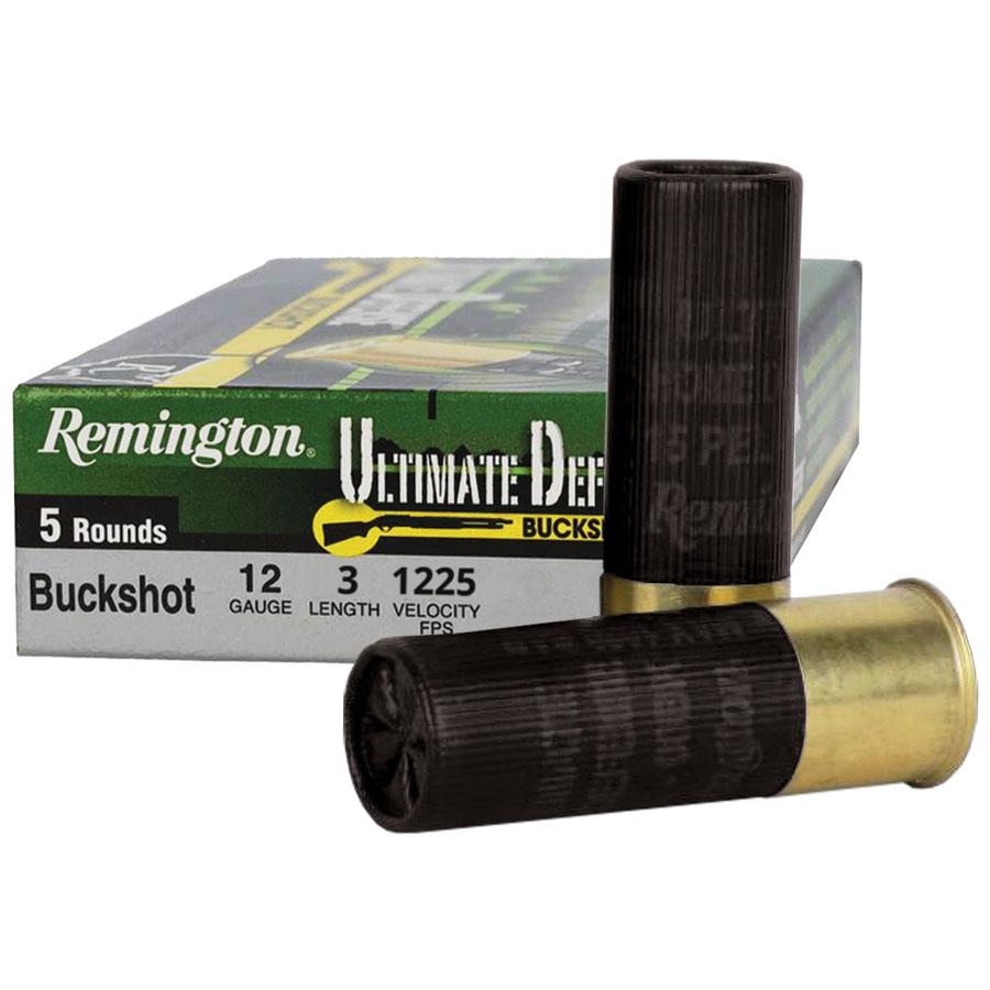 Remington Ultimate Defense Buckshot Shotshells 3" #4 Buck 1225 fps 5/ct Picture of Remington Arms Co. Inc. REMINGTON ULTIMATE DEFENSE BUCKSHOT LOAD 12GA 3IN 4 DRAM 41PEL 4 AMMO 5RD