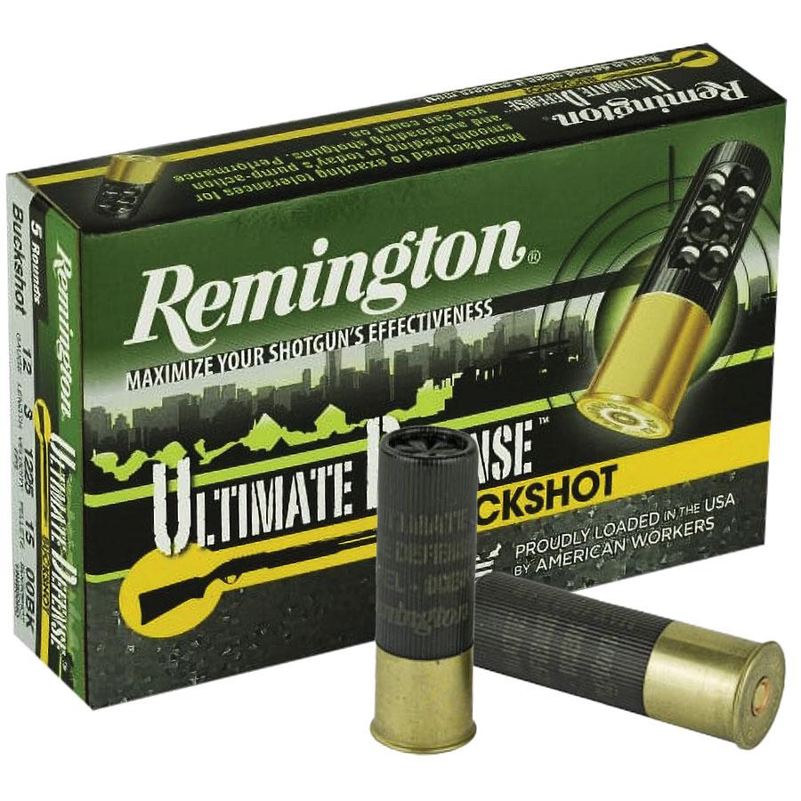 Remington Ultimate Defense Buckshot Shotshells 3" #4 Buck 1225 fps 5/ct Picture of Remington Arms Co. Inc. REMINGTON ULTIMATE DEFENSE BUCKSHOT LOAD 12GA 3IN 4 DRAM 41PEL 4 AMMO 5RD