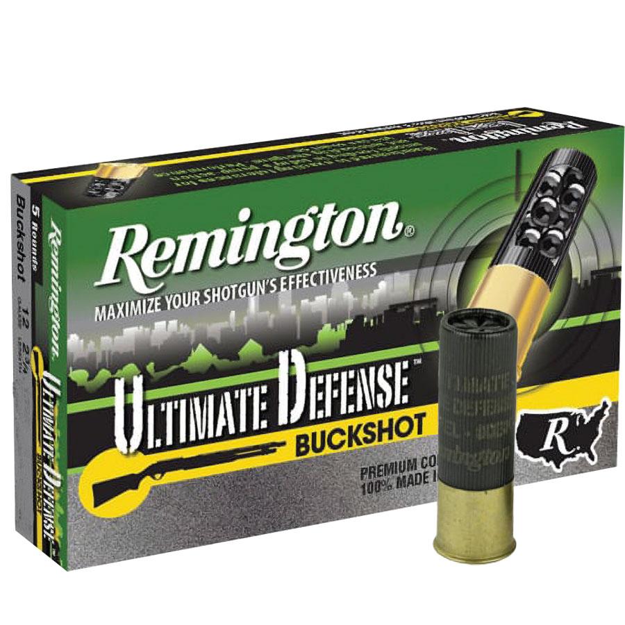 Remington Ultimate Defense Buckshot Shotshells 3" #4 Buck 1225 fps 5/ct Picture of Remington Arms Co. Inc. REMINGTON ULTIMATE DEFENSE BUCKSHOT LOAD 12GA 3IN 4 DRAM 41PEL 4 AMMO 5RD