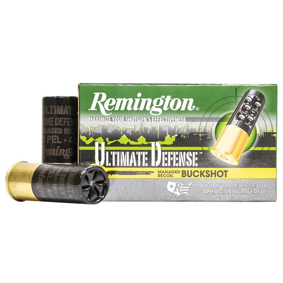 Remington Ultimate Defense Buckshot Shotshells 3" #4 Buck 1225 fps 5/ct Picture of Remington Arms Co. Inc. REMINGTON ULTIMATE DEFENSE BUCKSHOT LOAD 12GA 3IN 4 DRAM 41PEL 4 AMMO 5RD