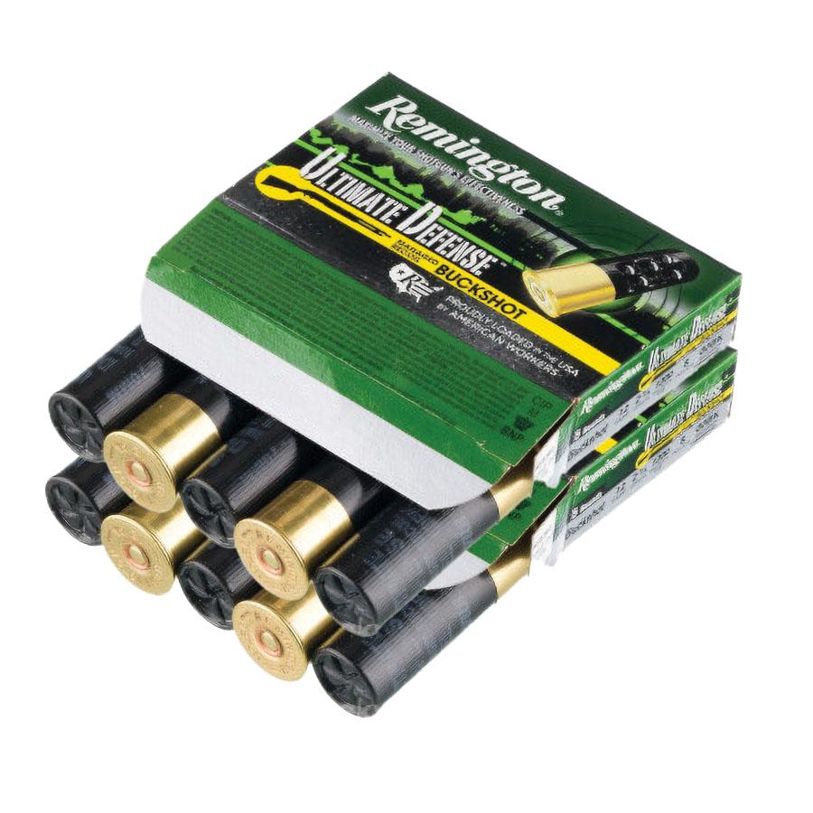 Remington Ultimate Defense Buckshot Shotshells 3" #4 Buck 1225 fps 5/ct Picture of Remington Arms Co. Inc. REMINGTON ULTIMATE DEFENSE BUCKSHOT LOAD 12GA 3IN 4 DRAM 41PEL 4 AMMO 5RD