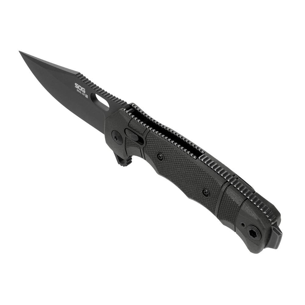 SOG Knives Seal XR Ti Folding Knife 3-9/10" Clip Point Blade Black Picture of Sog Specialty Knives Inc. SOG KNIFE 3.9in Blade SEAL XR TI - MAGNACUT / CLIP POINT FOLDING